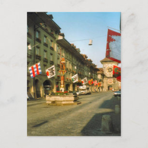 Berne, hoofdstraat- en kloktoren, briefkaart
