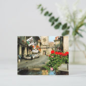 Berne, Main street, clocktower en geraniums Briefkaart (Staand voorkant)