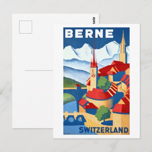 berne Zwitserland reisposter Briefkaart (Voorkant / Achterkant)