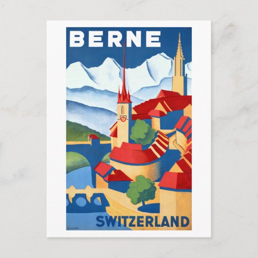 berne Zwitserland reisposter Briefkaart (Voorkant)