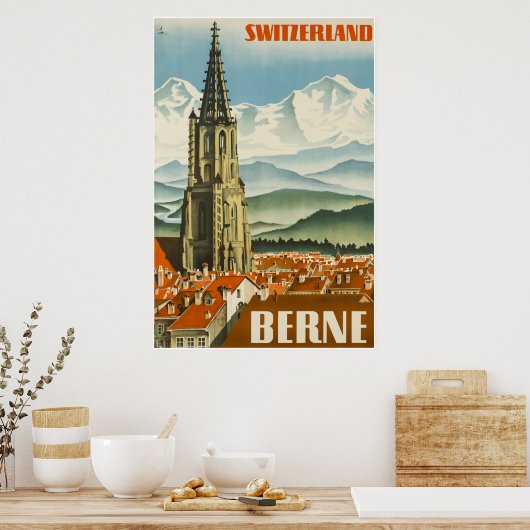 Berne, Zwitserland, reisposter Poster (Keuken)
