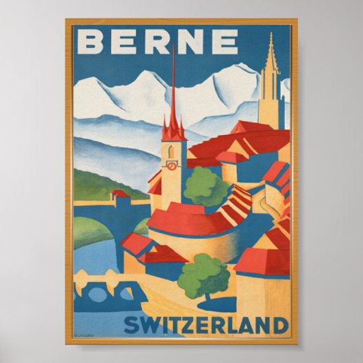 BERNE Zwitserland Vintage Travel Poster (Voorkant)