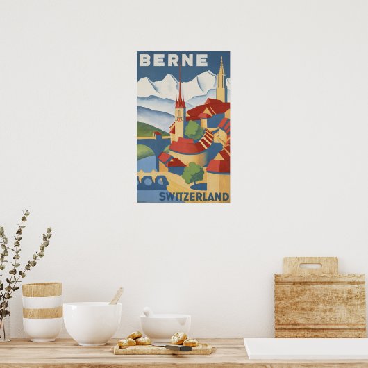 Berne Zwitserland Vintage Travel Poster (Keuken)