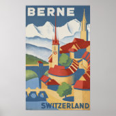 Berne Zwitserland Vintage Travel Poster (Voorkant)