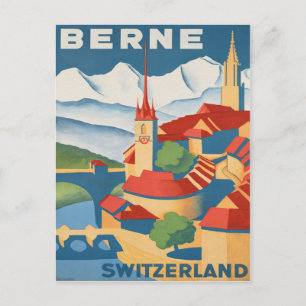 Berne Zwitserland Vintage Travel Poster Briefkaart