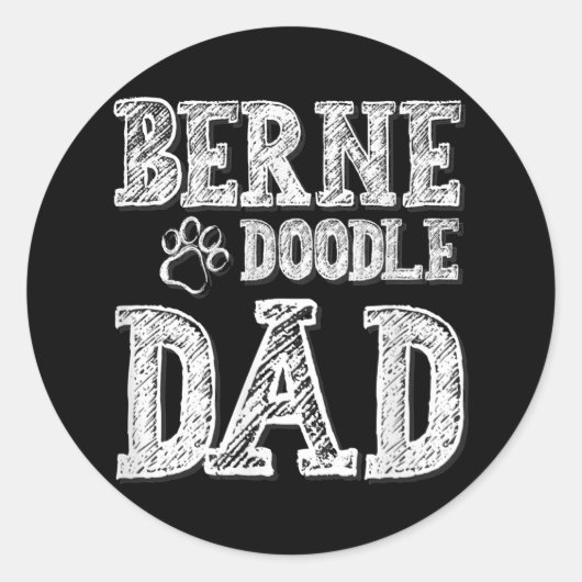 Bernedole Dad Doodle Dog Ronde Sticker (Voorkant)