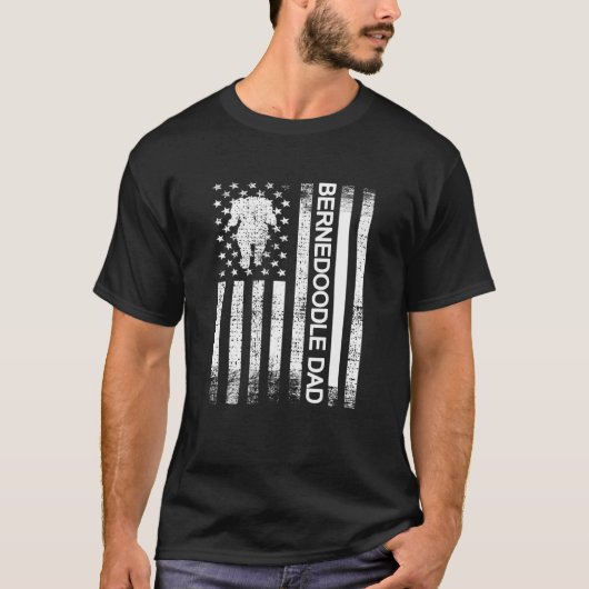 Bernedole Dad Us Flag Bernedoodle Dog Owner T-shirt (Voorkant)