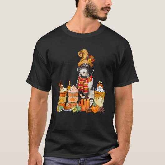 Bernedole die Pet met koffie-bekertjes Herfst pomp T-shirt (Voorkant)