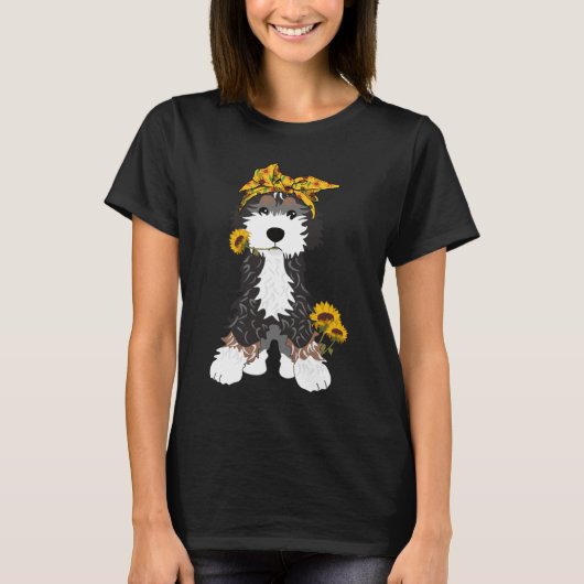 Bernedole Dog met zonnebloemen T-shirt (Voorkant)