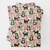 Bernedole Floral Cute Dog Inpakpapier Vel (In situ)