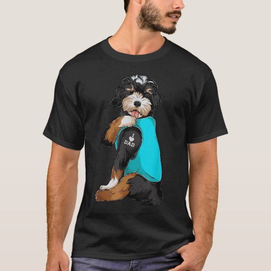 Bernedole I Love Dad Tattoo Apparel, Dog Dad Gif T-shirt (Voorkant)