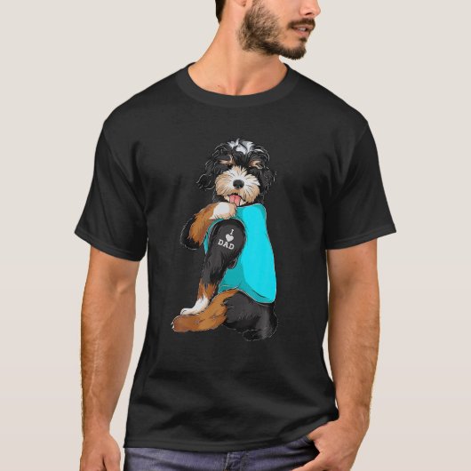 Bernedole I Love Dad Tattoo Apparel, Dog Dad Gif T-shirt (Voorkant)