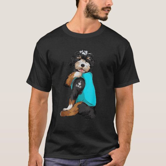 Bernedole Ik hou van papa Tattoo Apparel Dog Dad G T-shirt (Voorkant)