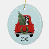 Bernedole kersthond keramisch ornament (Links)