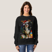 Bernedole kerstrenrendierSanta Lights Dog Xm Trui (Voorkant volledig)
