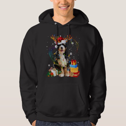 Bernedole Reindeer kerstlammeren Funny Dog Xm Hoodie (Voorkant)
