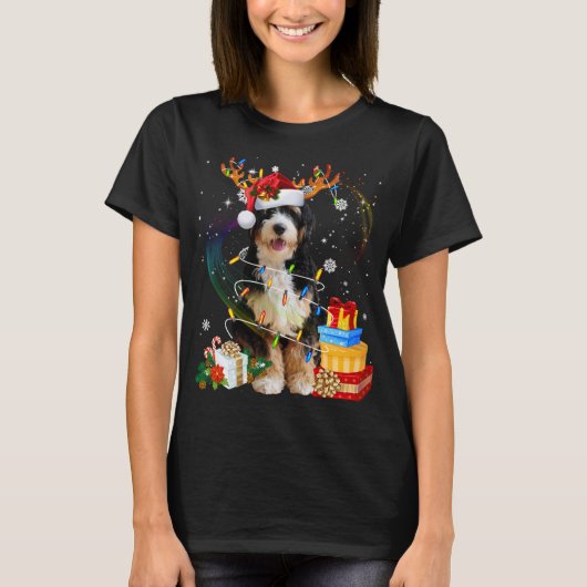 Bernedole Reindeer kerstlammeren Funny Dog Xm T-shirt (Voorkant)
