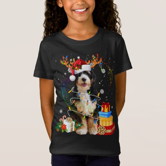 Bernedole Reindeer kerstlammeren Funny Dog Xm T-shirt (Voorkant)