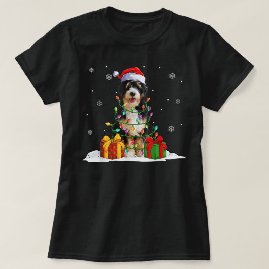 Bernedole Santa Kerstboom Lights Xmas Pajam T-shirt (Design voorkant)