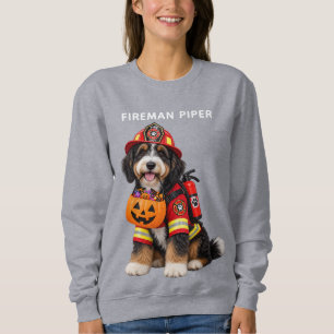 Bernedoodle brandweerman met pompoen sweatshirt