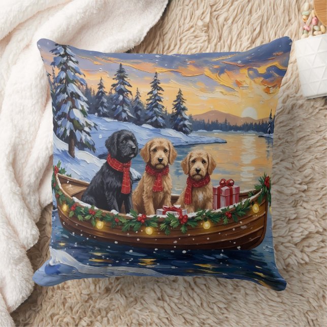 Bernedoodle Christmas Boat Holiday Kussen (Deken)