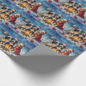 Bernedoodle Christmas Bonfire Beach Holiday Cadeaupapier (Hoek)