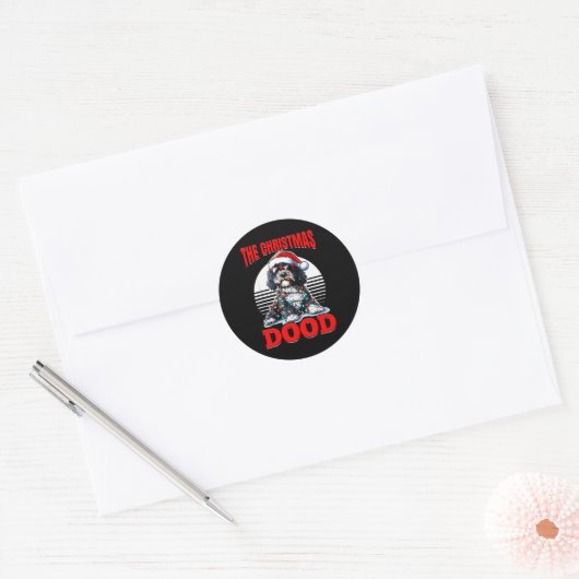 Bernedoodle Christmas Dog Breed The Christmas Dood Ronde Sticker (Envelop)