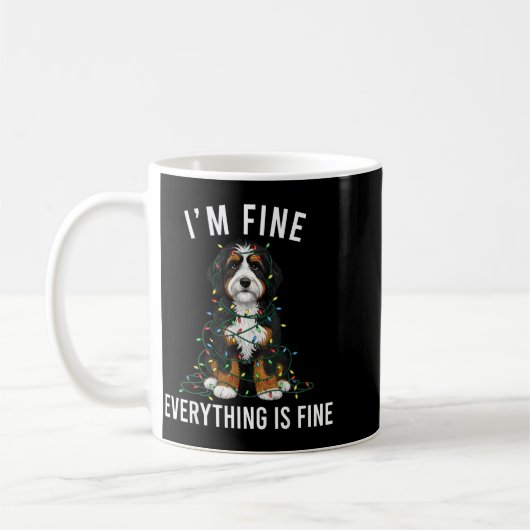 Bernedoodle Christmas I'm Fine Everything Is Fine  Koffiemok (Links)