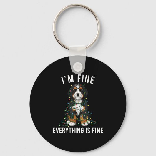 Bernedoodle Christmas I'm Fine Everything Is Fine  Sleutelhanger (Voorkant)