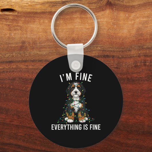 Bernedoodle Christmas I'm Fine Everything Is Fine  Sleutelhanger (Voorkant)