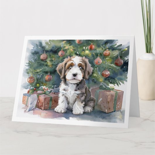 Bernedoodle Christmas Kaart (Voorkant)