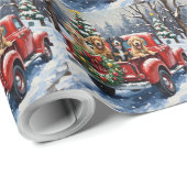 Bernedoodle Christmas Red Truck Holiday Cadeaupapier (Rol Hoek)