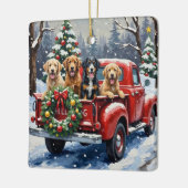 Bernedoodle Christmas Red Truck Holiday Keramisch Ornament (Links)