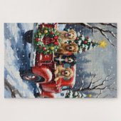 Bernedoodle Christmas Red Truck Holiday Legpuzzel (Horizontaal)