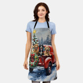 Bernedoodle Christmas Red Truck Holiday Schort (Gedragen)