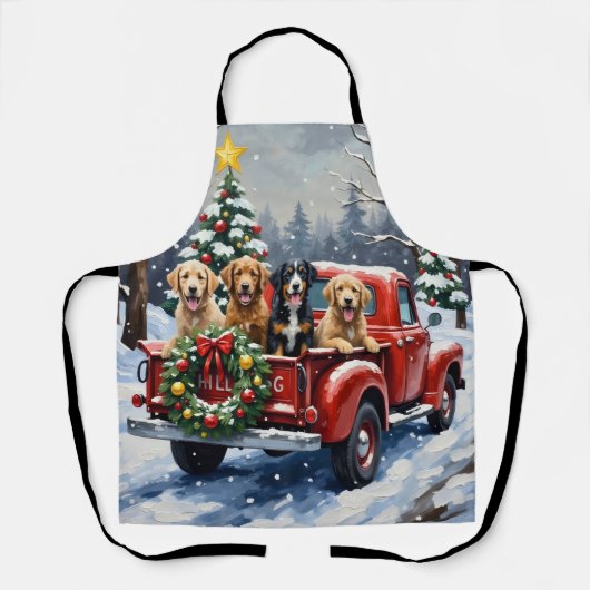 Bernedoodle Christmas Red Truck Holiday Schort (Voorkant)