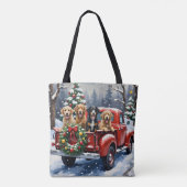 Bernedoodle Christmas Red Truck Holiday Tote Bag (Achterkant)