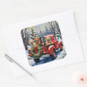 Bernedoodle Christmas Red Truck Holiday Vierkante Sticker (Envelop)