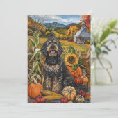 Bernedoodle Dog Autumn Harvest Thanksgiving Feestdagenkaart (Staand voorkant)
