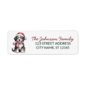 Bernedoodle Dog Christmas Return Address           Etiket (Voorkant)