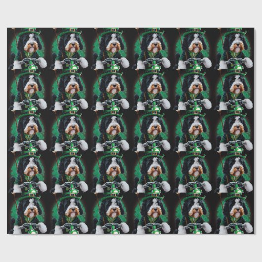 Bernedoodle Dog fiets St. Patrick's Day Cadeaupapier (Vlak)
