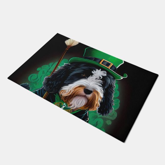 Bernedoodle Dog fiets St. Patrick's Day Deurmat (Schuin)