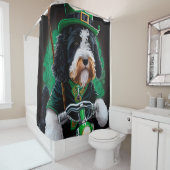 Bernedoodle Dog fiets St. Patrick's Day Douchegordijn (In situ)