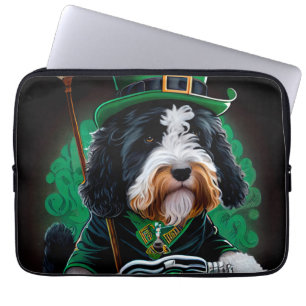 Bernedoodle Dog fiets St. Patrick's Day Laptop Sleeve