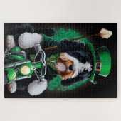 Bernedoodle Dog fiets St. Patrick's Day Legpuzzel (Horizontaal)