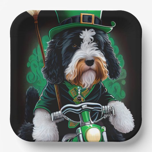 Bernedoodle Dog fiets St. Patrick's Day Papieren Bordje (Voorkant)