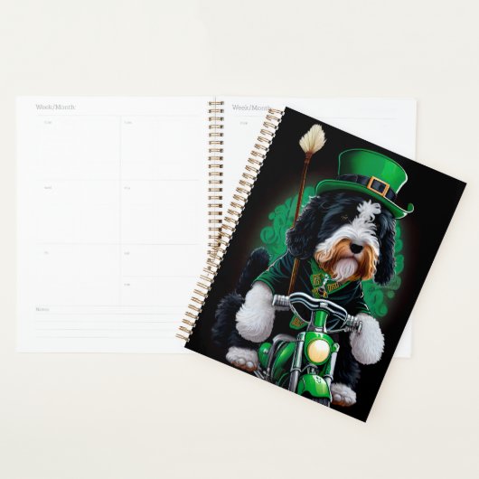 Bernedoodle Dog fiets St. Patrick's Day Planner (Display)