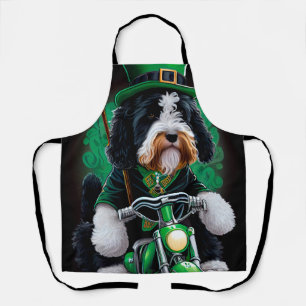 Bernedoodle Dog fiets St. Patrick's Day Schort