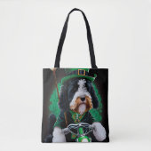 Bernedoodle Dog fiets St. Patrick's Day Tote Bag (Voorkant)