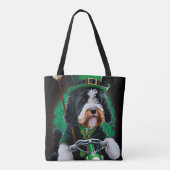 Bernedoodle Dog fiets St. Patrick's Day Tote Bag (Achterkant)